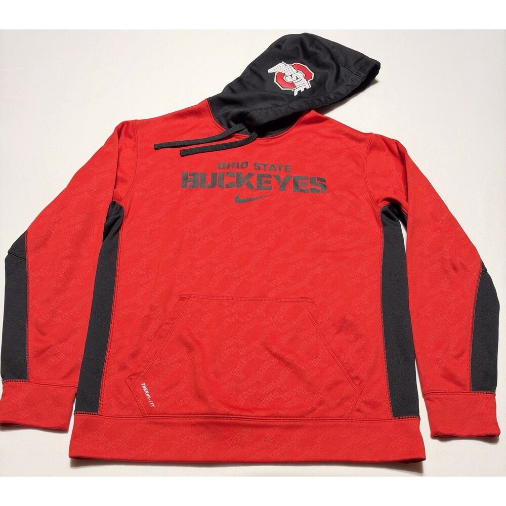 Ohio State Buckeyes Nike Hoodie Dri-Fit Pullover NCAA Men’s Medium Red OSU